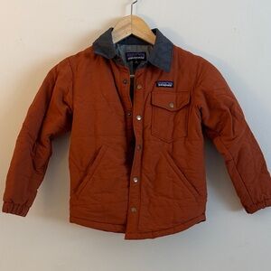 Patagonia Kids Rust Quilted Jacket with Gray Collar